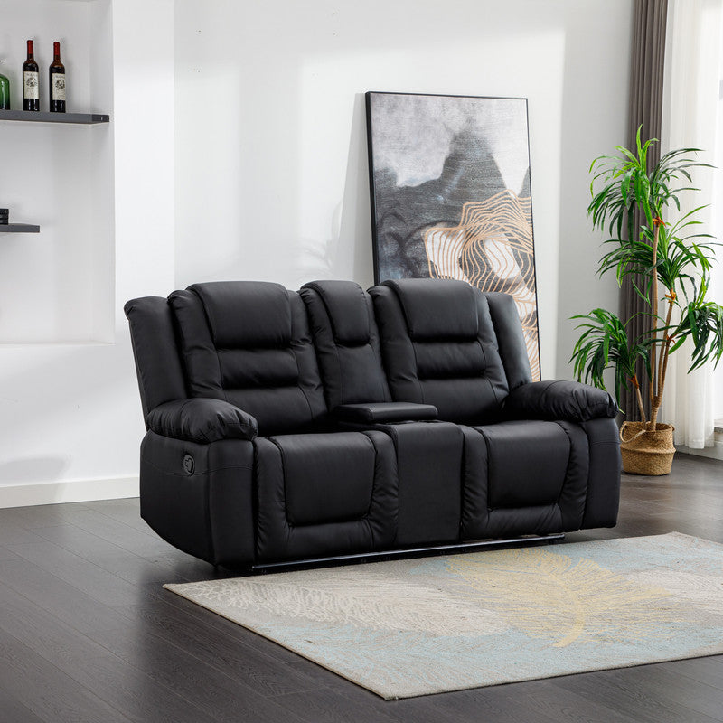 Home Theater Seating Manual Recliner, PU Leather Reclining Loveseat