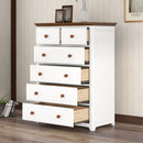 Rustic Wooden Chest with 6 Drawers Storage Cabinet for Bedroom White Walnut