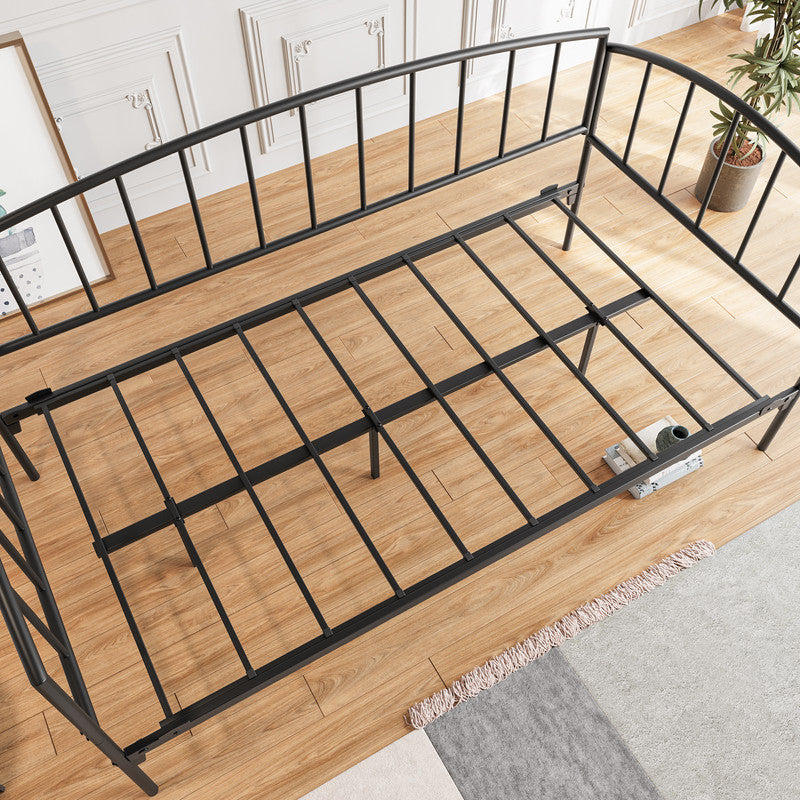 Metal Daybed Frame Twin Size Heavy Duty Metal Slats Sofa Bed Platform Mattress Foundation Black