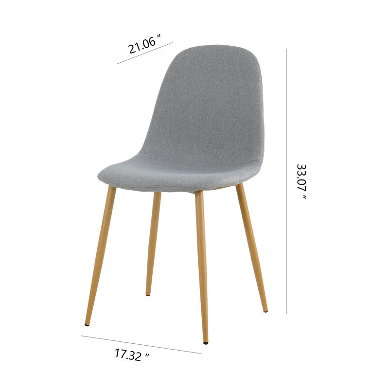 Light Grey Modern Fabric Chairs with Wood-transfer Metal Leg set of 4