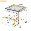 Wooden Nightstand with Two Drawers for Kids End Table for Bedroom White Gray