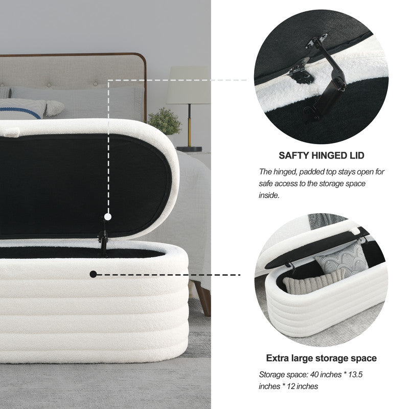 Fashion Storage Ottoman Bench Upholstered Fabric Storage Bench for  for Bedroom Living Room