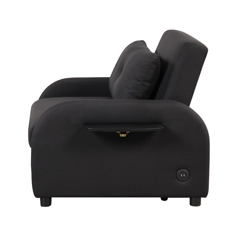 Pull Out Sofa Sleeper 3 In 1 With 2 Wing Table And Usb Charge Black