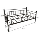 Daybed Frame Twin Size Multifunctional Metal Platform with Headboard Bed Sofa for Guest Living Room Black