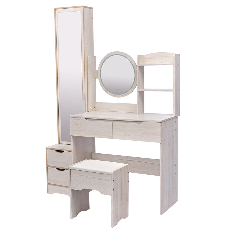 Stylish Vanity Table Vanity Stool Dressing Mirror Cabinet with Touch Control LED Vanity Morrir