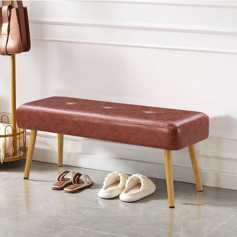 PU Upholstered Bench Shoe Changing Bench With Metal Legs