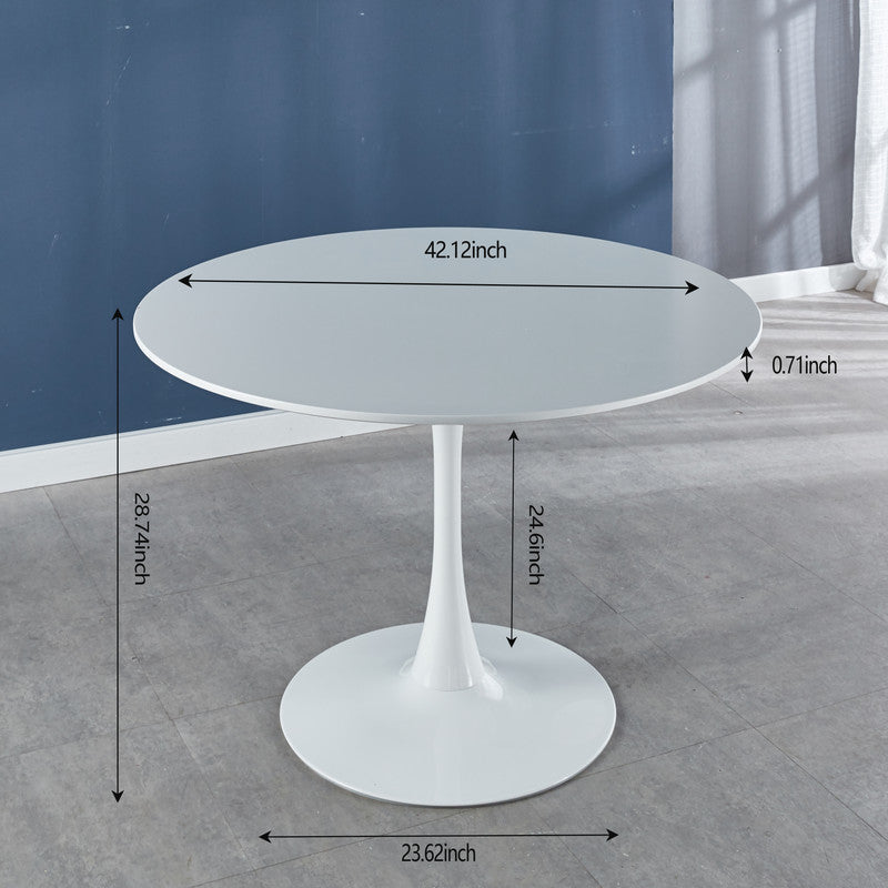 White Tulip Table Mid-century Dining Table for 4-6 People Pedestal Dining Table