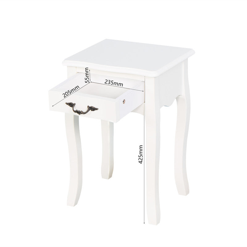 White Living Room Floor-Standing Storage Table with a Drawer