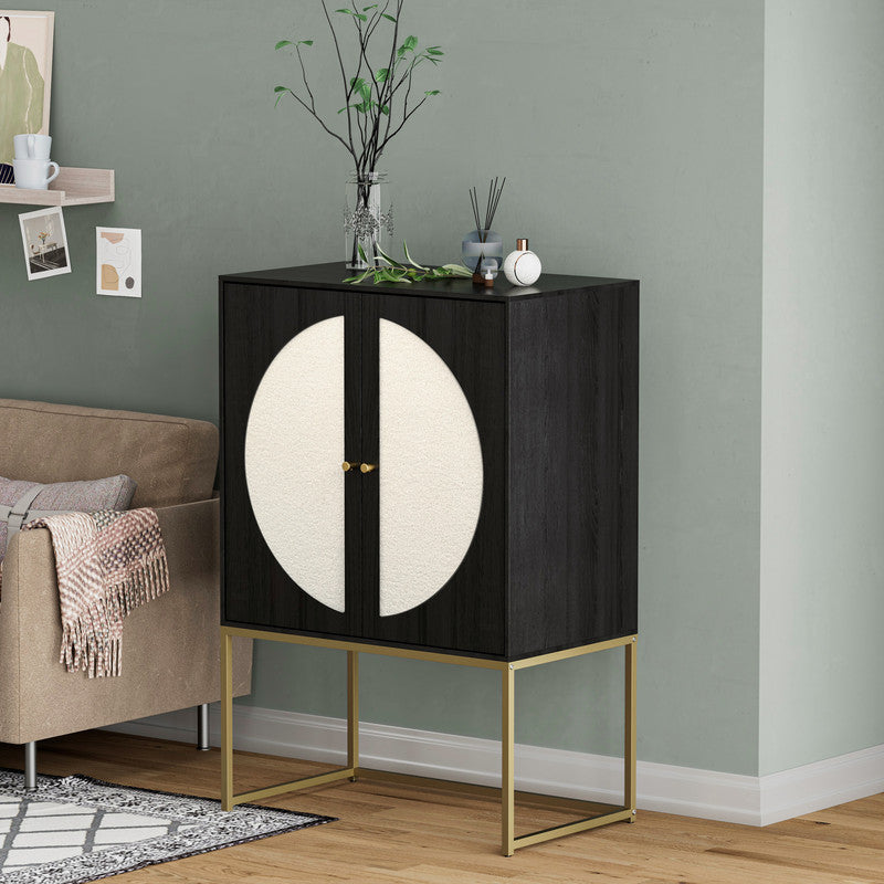 2 Door High Cabinet Adjustable Shelf Symmetrical Semicircle Design