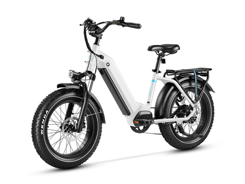 Long Range Step Thru Fat Tire Electric Bike White