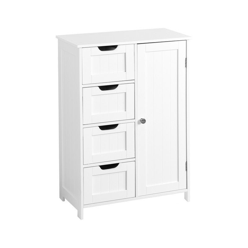 White Bathroom Storage Cabinet Floor Cabinet With Adjustable Shelf And Drawers