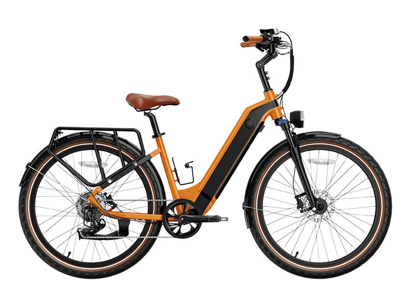 Cityrun Electric Bike 500W 48V 15Ah Removable Battery Commuter E-Bike for Adults Orange