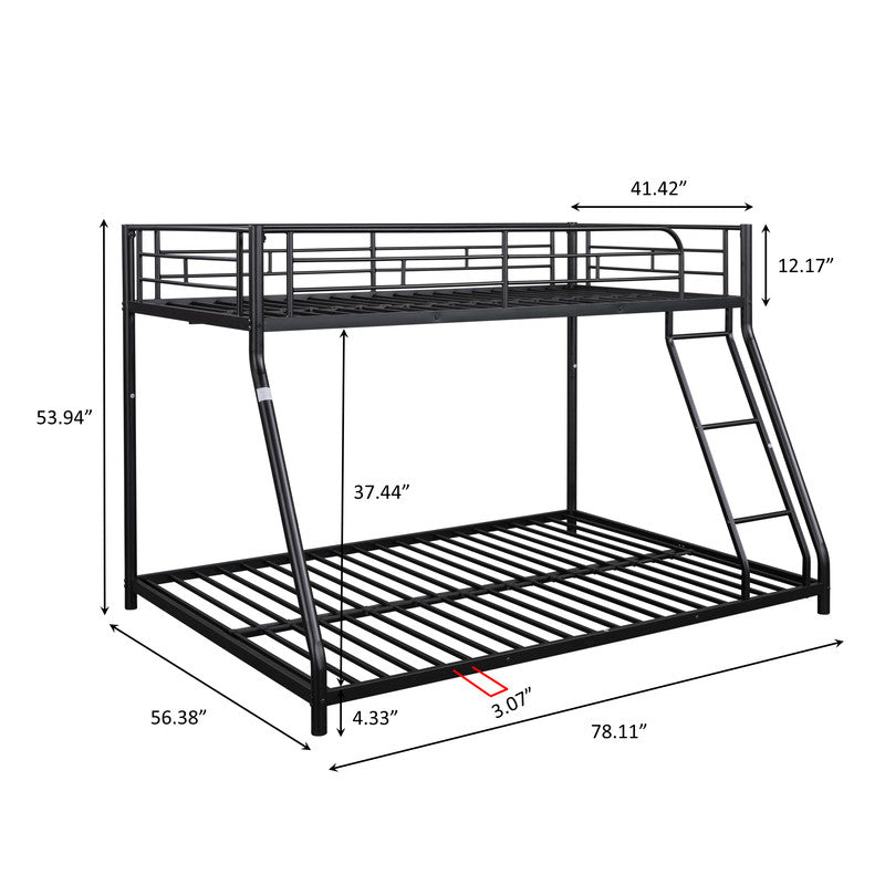 Twin over Full Metal Bunk Bed for Kids Students Black