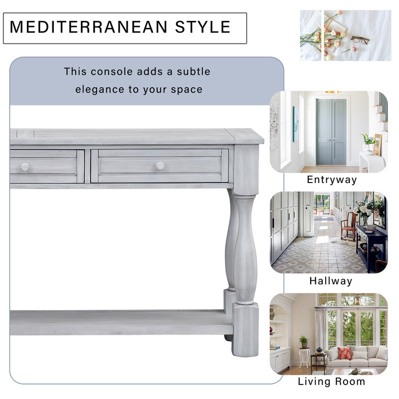 Console Table Long Extra-thick Sofa Table with Drawers and Shelf Grey