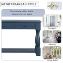 Console Table Long Extra-thick Sofa Table with Drawers and Shelf Blue