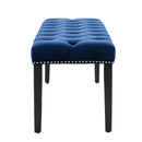 Upholstered Tufted Bench Ottoman Velvet Dining Bench Bedroom Bench Blue