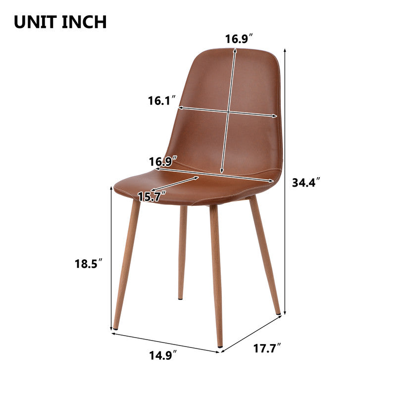 Environmental Pu Dining Chair High Living Room Chair Modern Lounge Chair Set For 4 Dark Yellow