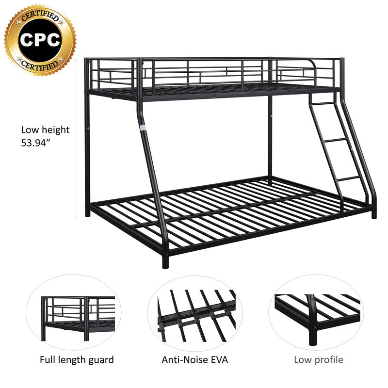 Twin over Full Metal Bunk Bed for Kids Students Black