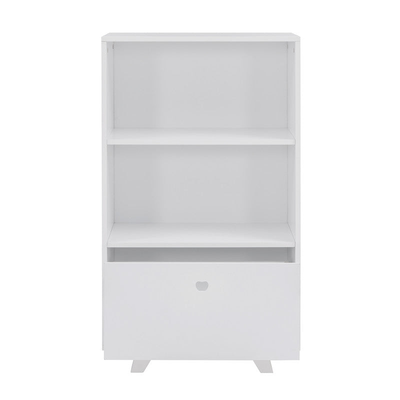 Wooden Storage Bookcase with Drawer and 2 Open Shelves Storage Cabinet Organizer White