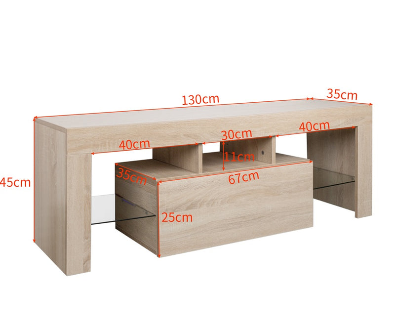 Modern TV Cabinet Media Console Table with LED Lights and Storage Cabinet