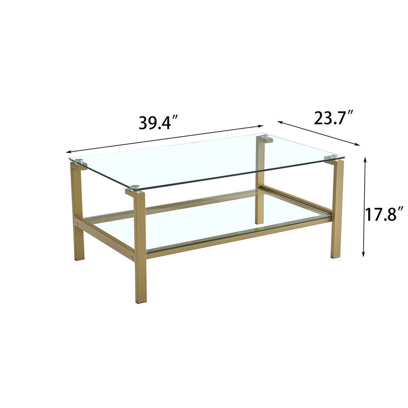 Modern Clear Glass Clear Coffee Table for Home and Office