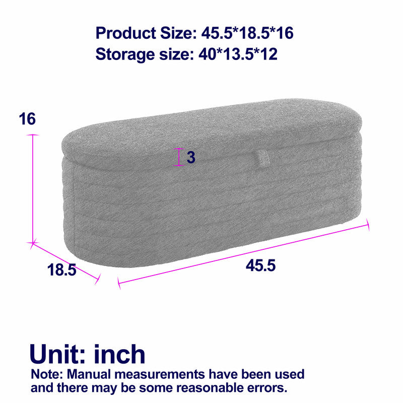 Fashion Storage Ottoman Bench Upholstered Fabric Storage Bench for  for Bedroom Living Room