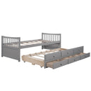 Twin Size Daybed with Trundle and Drawers Gray