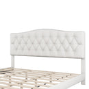King Upholstered Curved Tufted Linen Platform Bed Frame