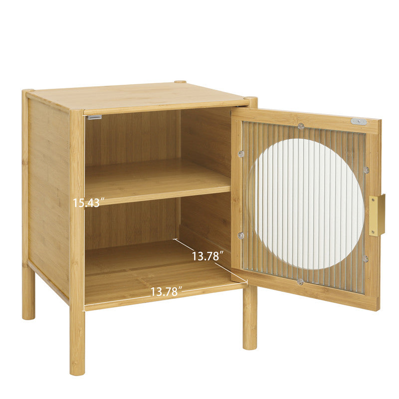 1 Door Bamboo Mid Century Modern Nightstand Bedside Table Accent End Table