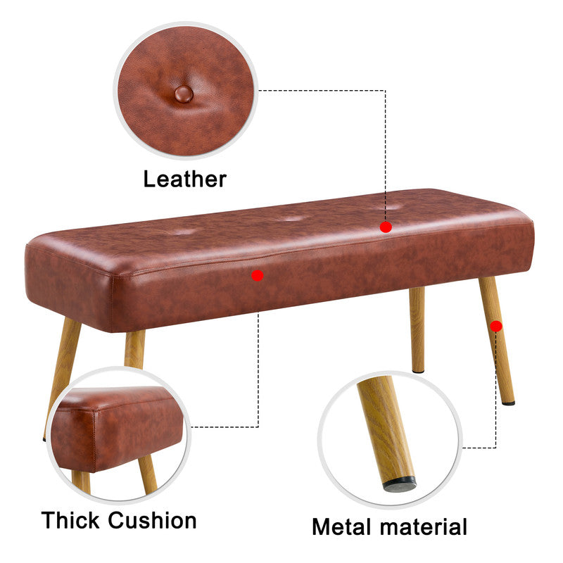 PU Upholstered Bench Shoe Changing Bench With Metal Legs