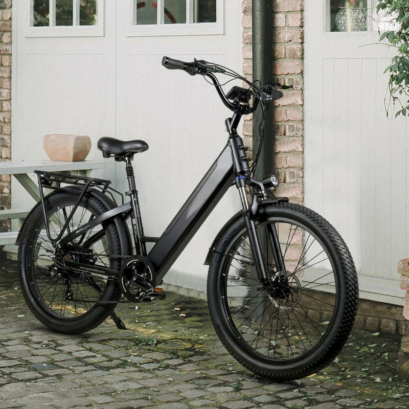 350W City Electric Bike Adults E-Bike for Home Working - Black