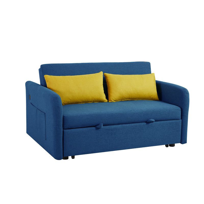 Twins Sofa Bed Blue Fabric Daybed Sofa Bed for Home and Office