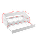 Twin Size Daybed with Trundle Upholstered Tufted Sofa Bed Linen Fabric Beige