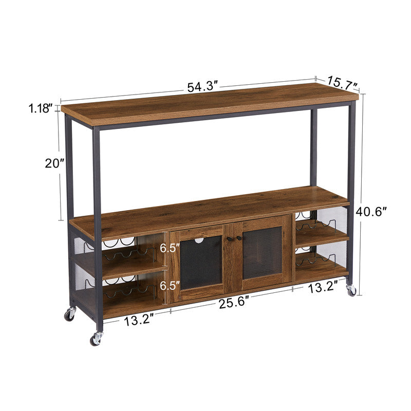 Wine Shelf Table Modern Wine Bar Cabinet Console Table for Hallway Brown