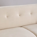 Modern Beige Velvet Sand Living Room Sofa With Midfoot And Two Throw Pillows
