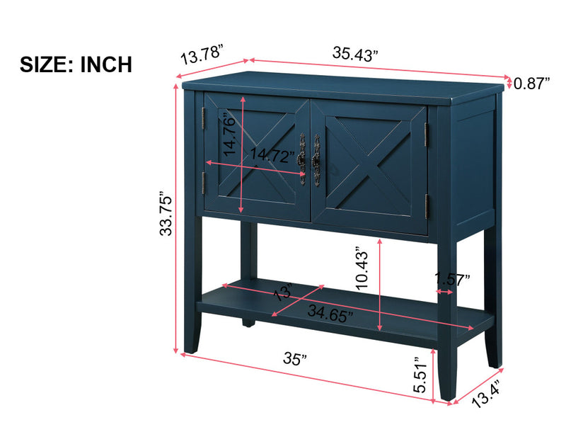 Farmhouse Wood Buffet Sideboard Console Table Navy Blue