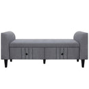 Wooden Storage Ottoman Bench with 2 Drawers For Bedroom Gray