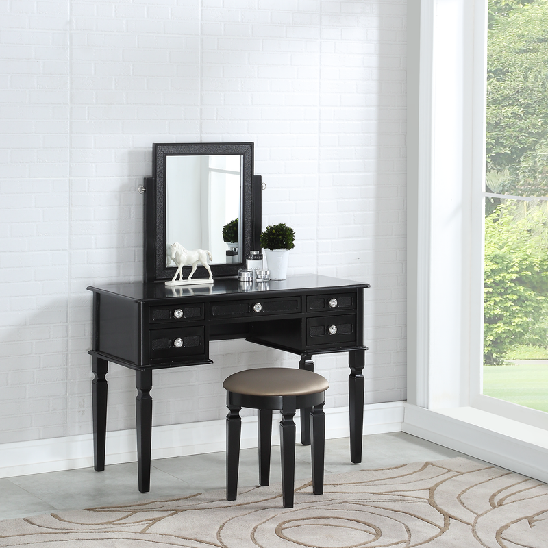 Modern Vanity Set With Stool for Dressing Black