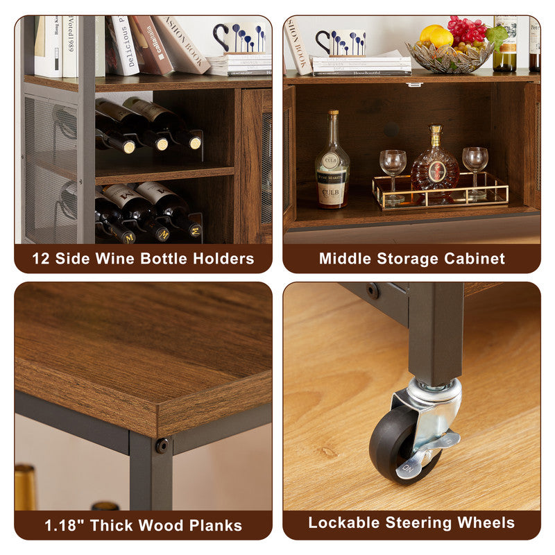 Wine Shelf Table Modern Wine Bar Cabinet Console Table for Hallway Brown