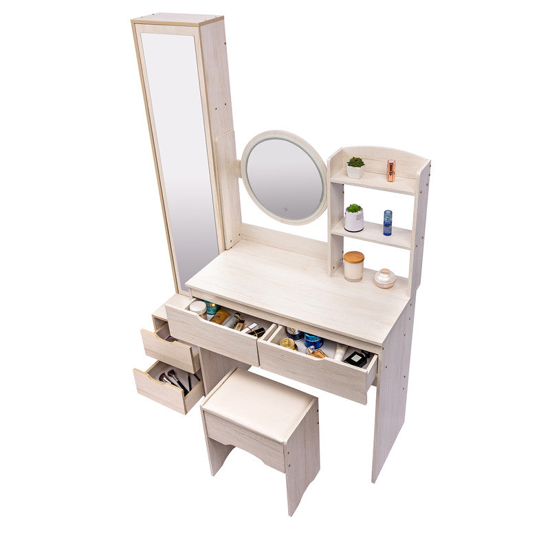 Stylish Vanity Table Vanity Stool Dressing Mirror Cabinet with Touch Control LED Vanity Morrir