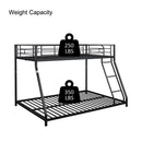 Twin over Full Metal Bunk Bed for Kids Students Black