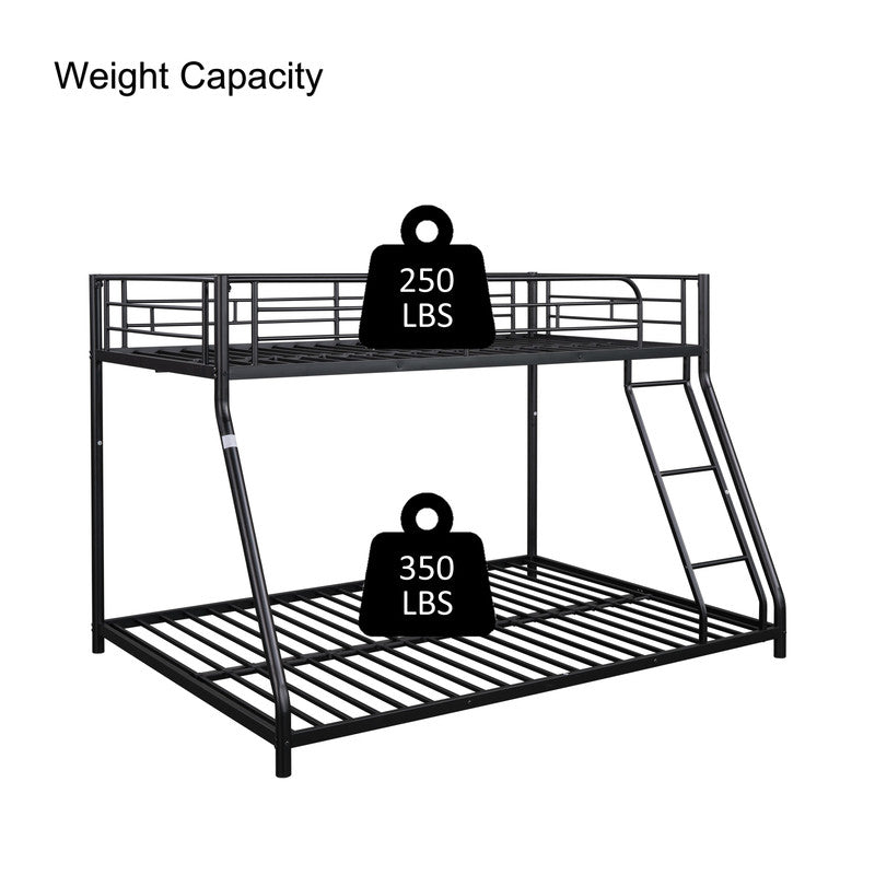 Twin over Full Metal Bunk Bed for Kids Students Black