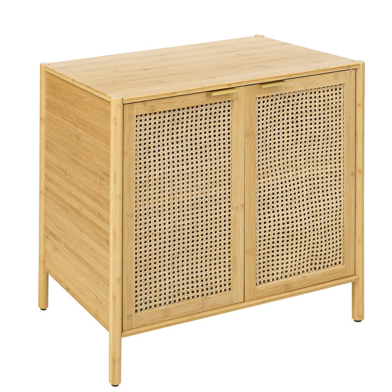 Bamboo 2 Door Cabinet Buffet Sideboard Storage Cabinet for Kitchen Hallway