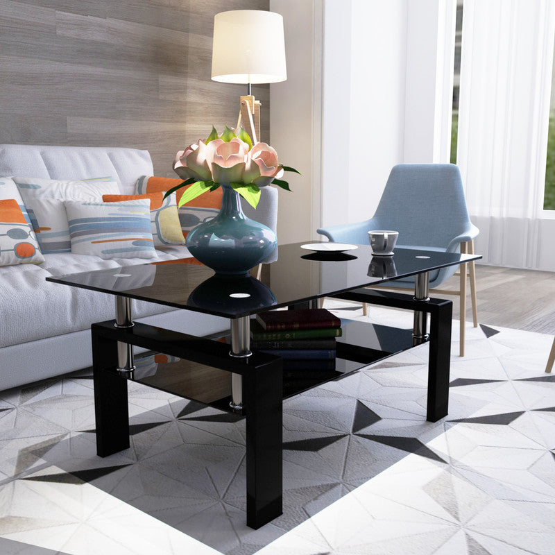 Glass Coffee Table Clear Coffee Table Modern Side Center Tables for Living Room