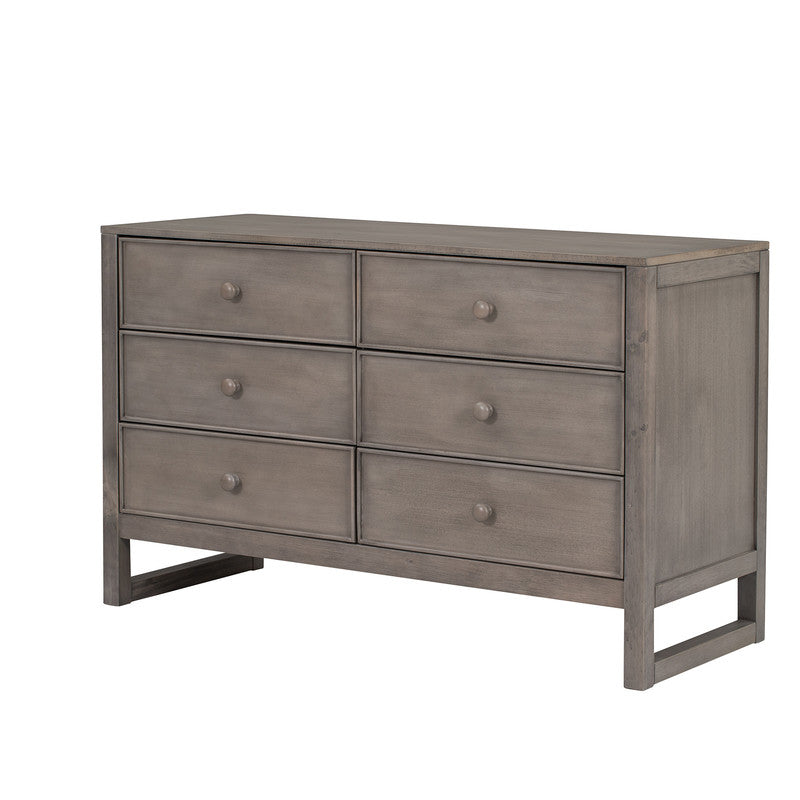 Rustic Wooden Dresser with 6 Drawers Storage Cabinet for Bedroom Anitque Gray