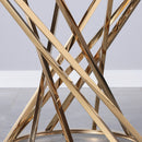 Modern Round Glass Spiral Center Table Small Coffee Table with Gold Stainless Steel Frame