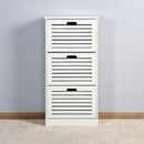 Wooden Shoe Cabinet for Entryway White Shoe Storage Cabinet with 3 Flip Doors