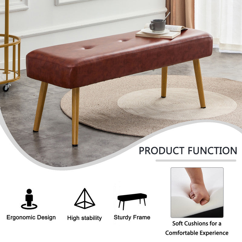 PU Upholstered Bench Shoe Changing Bench With Metal Legs