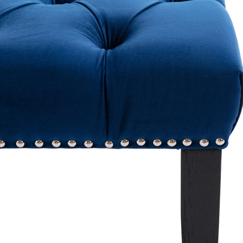 Upholstered Tufted Bench Ottoman Velvet Dining Bench Bedroom Bench Blue