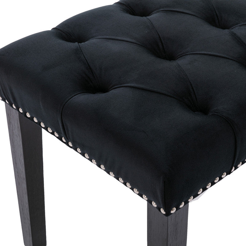 Upholstered Tufted Bench Ottoman Velvet Dining Bench Bedroom Bench Black